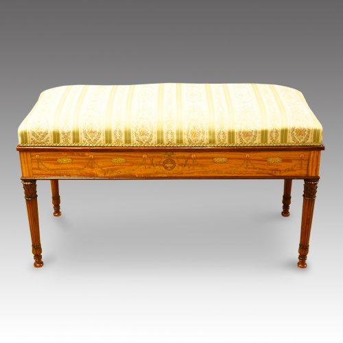 Edwardian satinwood inlaid duet stool