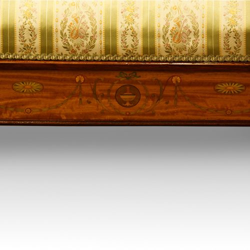 Edwardian satinwood inlaid duet stool detail