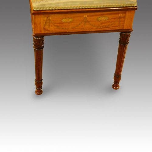 Edwardian satinwood inlaid duet stool end