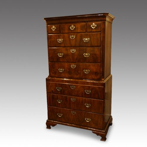George I walnut chest on chest