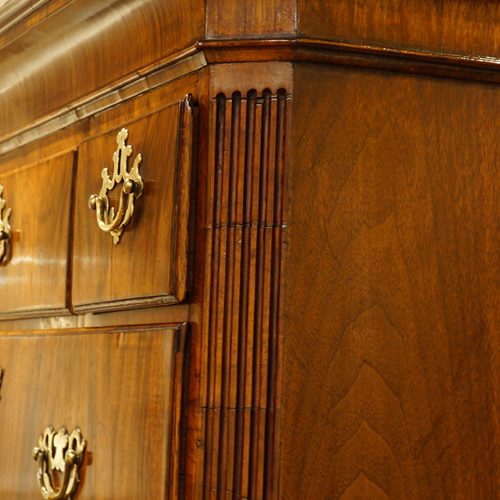 George I walnut chest on chest flutes