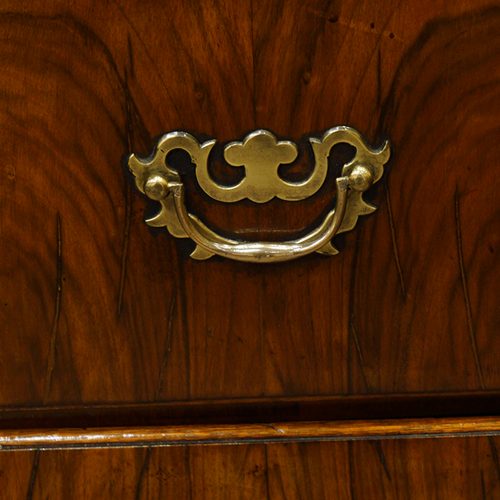 George I walnut chest on chest handle detail