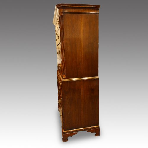 George I walnut chest on chest side