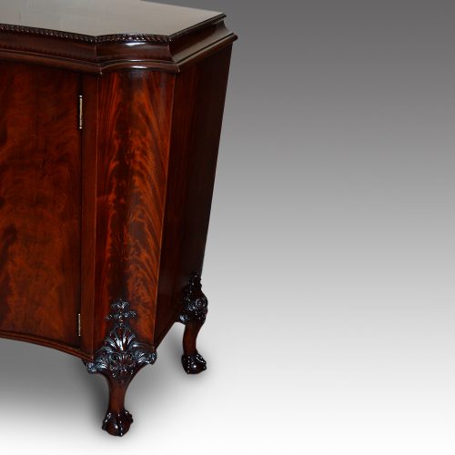 Maples serpentine mahogany side cabinet corner