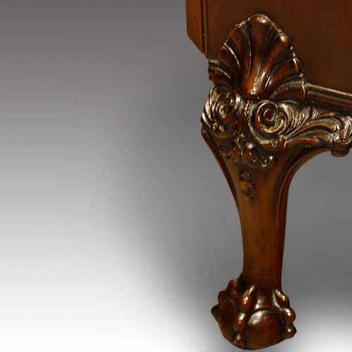Maples serpentine mahogany side cabinet front leg detail