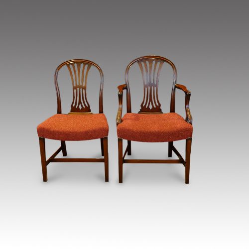Set of 8 mahogany Hepplewhite dining chairs arm and side