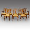 Set of 8 walnut Queen Anne style dining chairs