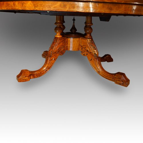 Victorian inlaid walnut oval coffee table base