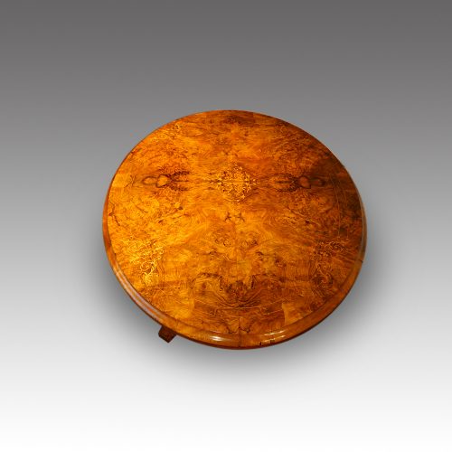 Victorian inlaid walnut oval coffee table top