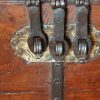 Antique iron bound merchants chest hasps