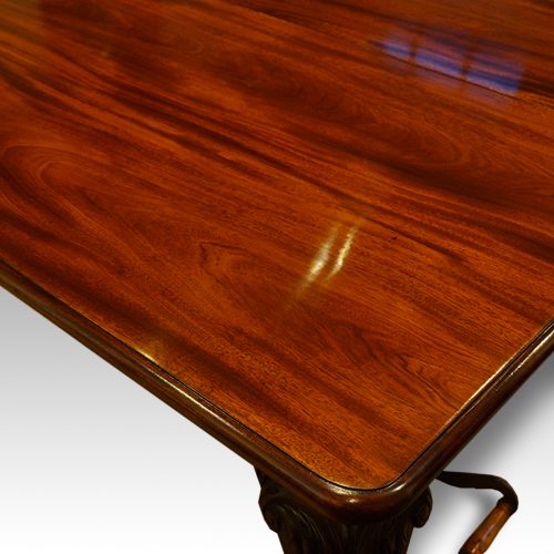 Edwardian mahogany 2 leaf extending dining table top detail