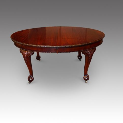 Edwardian mahogany 3 leaf extending dining table closed side view