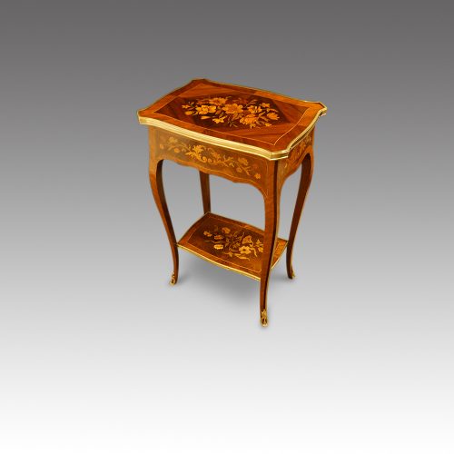 French marquetry sidetable angle