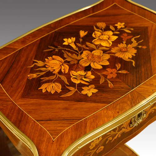 French marquetry sidetable top detail
