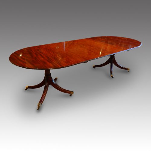 Mahogany twin pillar dining table