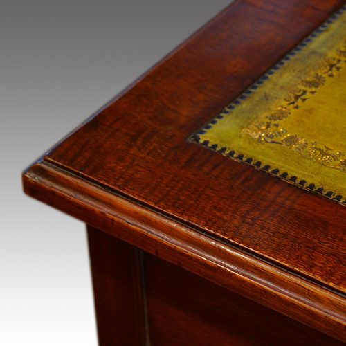 Victorian mahogany double pedestal desk corner