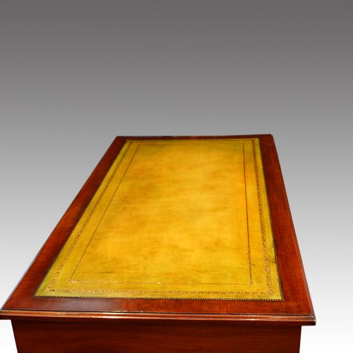 Victorian mahogany double pedestal desk leather writing surface