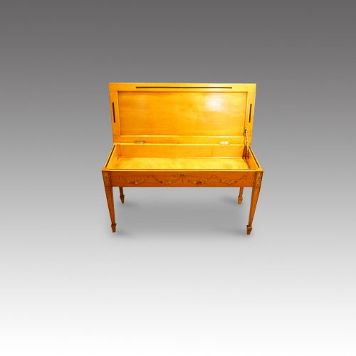 Edwardian satinwood duet stool open