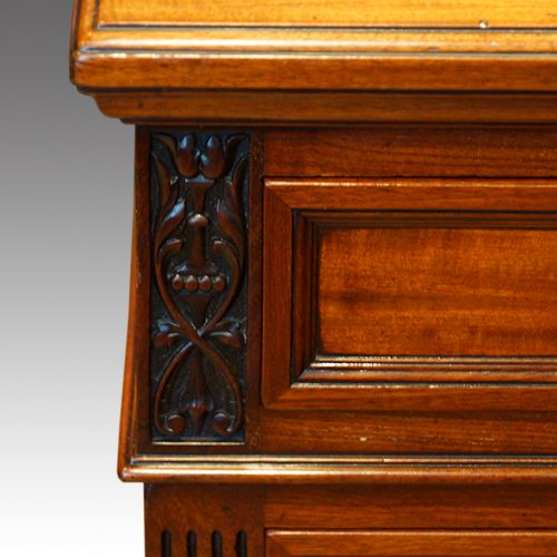 Edwards and Roberts walnut pedestal desk carving