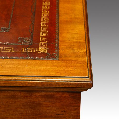 Edwards and Roberts walnut pedestal desk edge