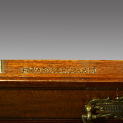 Edwards and Roberts walnut pedestal desk name stamp