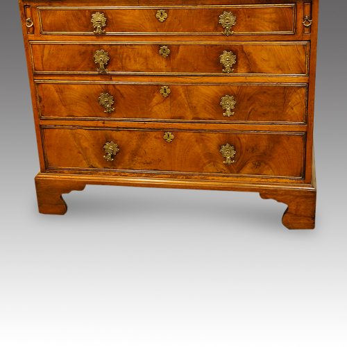 George III walnut bureau drawers