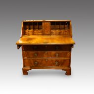 George III walnut bureau fall open