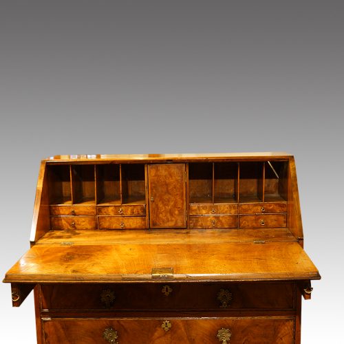 George III walnut bureau interior