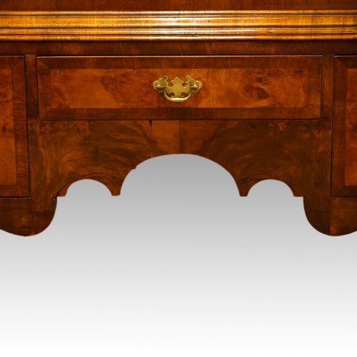 George V walnut double dome bookcase shaped apron