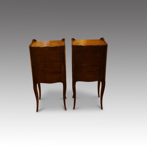 Pair of French country bedside cabinets rear