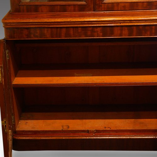Victorian mahogany library bookcase base interior
