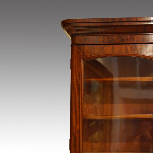 Victorian mahogany library bookcase top detail
