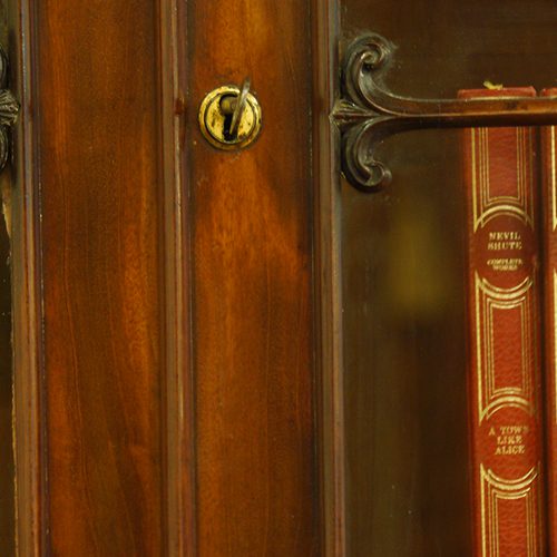 Victorian mahogany narrow bookcase lock