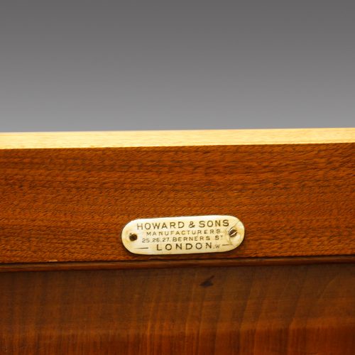 Victorian walnut linen press by Howard and sons name plate