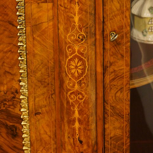 Victorian walnut serpentine credenza column