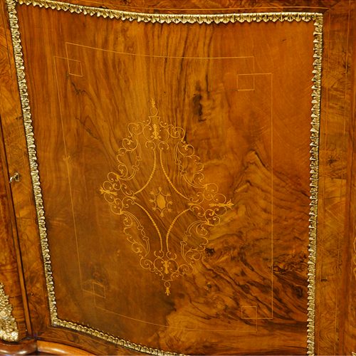 Victorian walnut serpentine credenza door