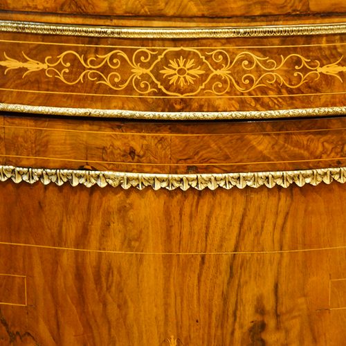 Victorian walnut serpentine credenza frieze detail