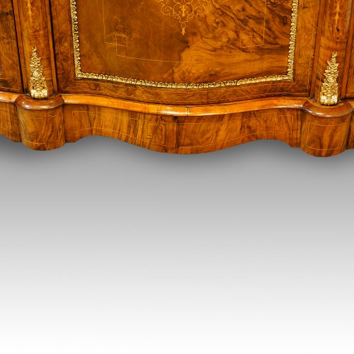 Victorian walnut serpentine credenza plinth
