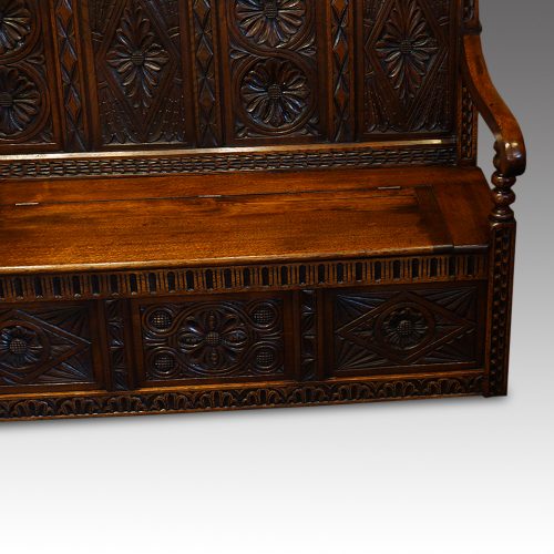 Antique carved oak settle base