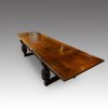 Antique oak large drawleaf dining table end