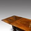 Antique oak large drawleaf dining table end leaf