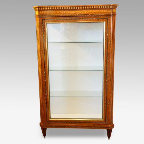 Dutch amboyna inlaid display cabinet