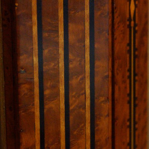 Continental amboyna inlaid display cabinet inlay detail