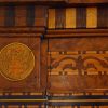 Continental amboyna inlaid display cabinet inlays