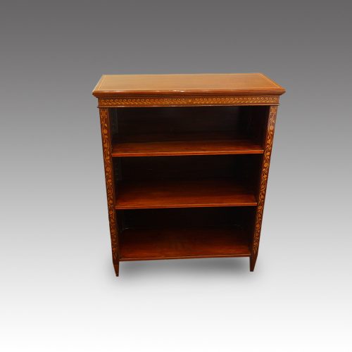 Edwardian inlaid mahogany open bookcase