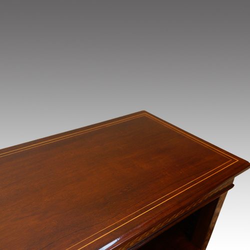 Edwardian inlaid mahogany open bookcase top