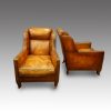 Edwardian pair of easy chairs front and side