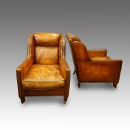Edwardian pair of easy chairs front and side
