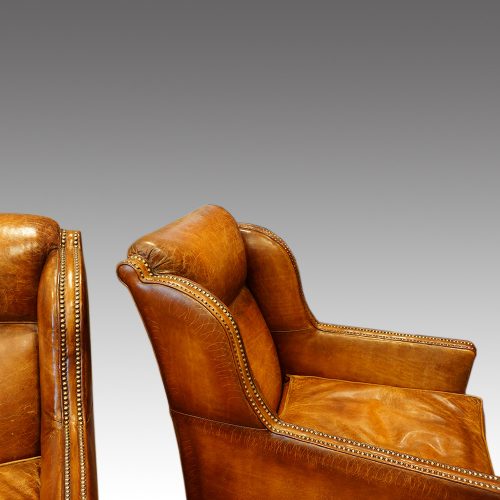 Edwardian pair of easy chairs head rest