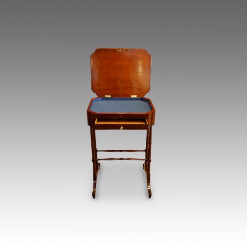 Regency mahogany work table open